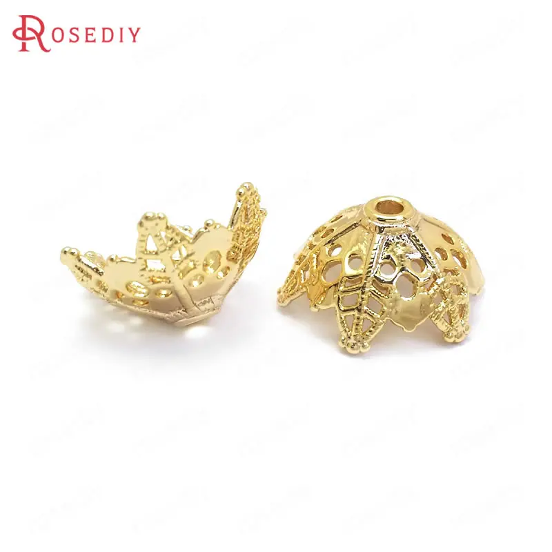 

10PCS 16MM 24K Champagne Gold Color Plated Brass Snowflake Beads Caps Tassel Caps High Quality Diy Jewelry Accessories