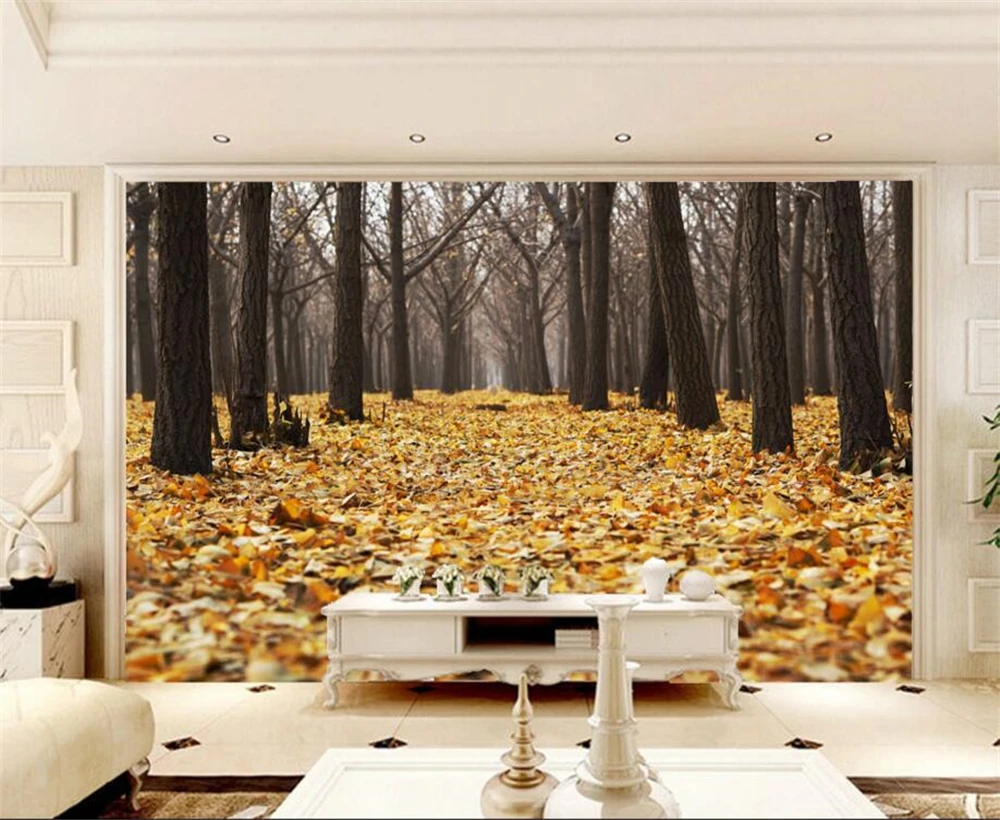 Обои beibehang на заказ осенние листья полные тополя природный пейзаж Европа и США