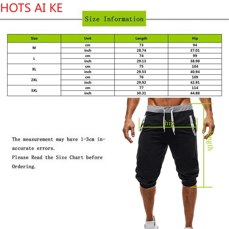 

Summer Casual Mens Jogger Shorts Knee Length Patchwork Fitness Short Sweatpants Male Drawstring Shorts Men