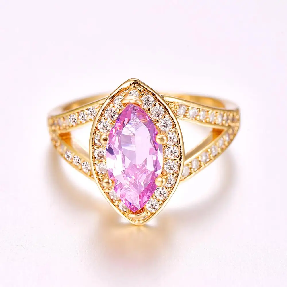 Lingmei оптовая продажа новинка модная розовая желтая циркониевая покроя маркиза