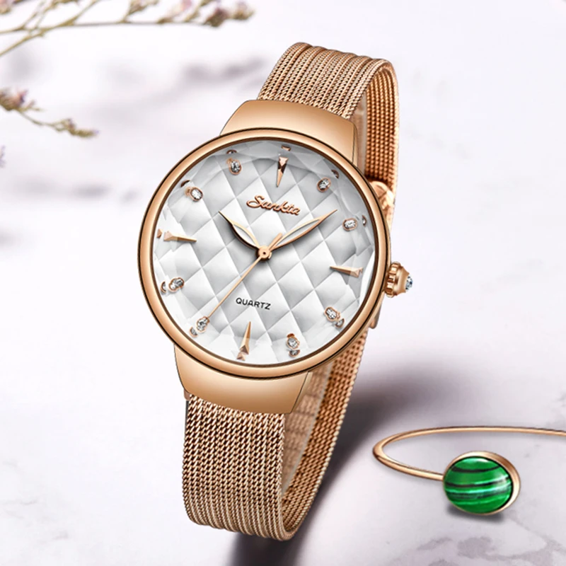 SUNKTA модные женские часы тонкие золотые браслет Reloj Mujer 2019 Новые водонепроницаемые