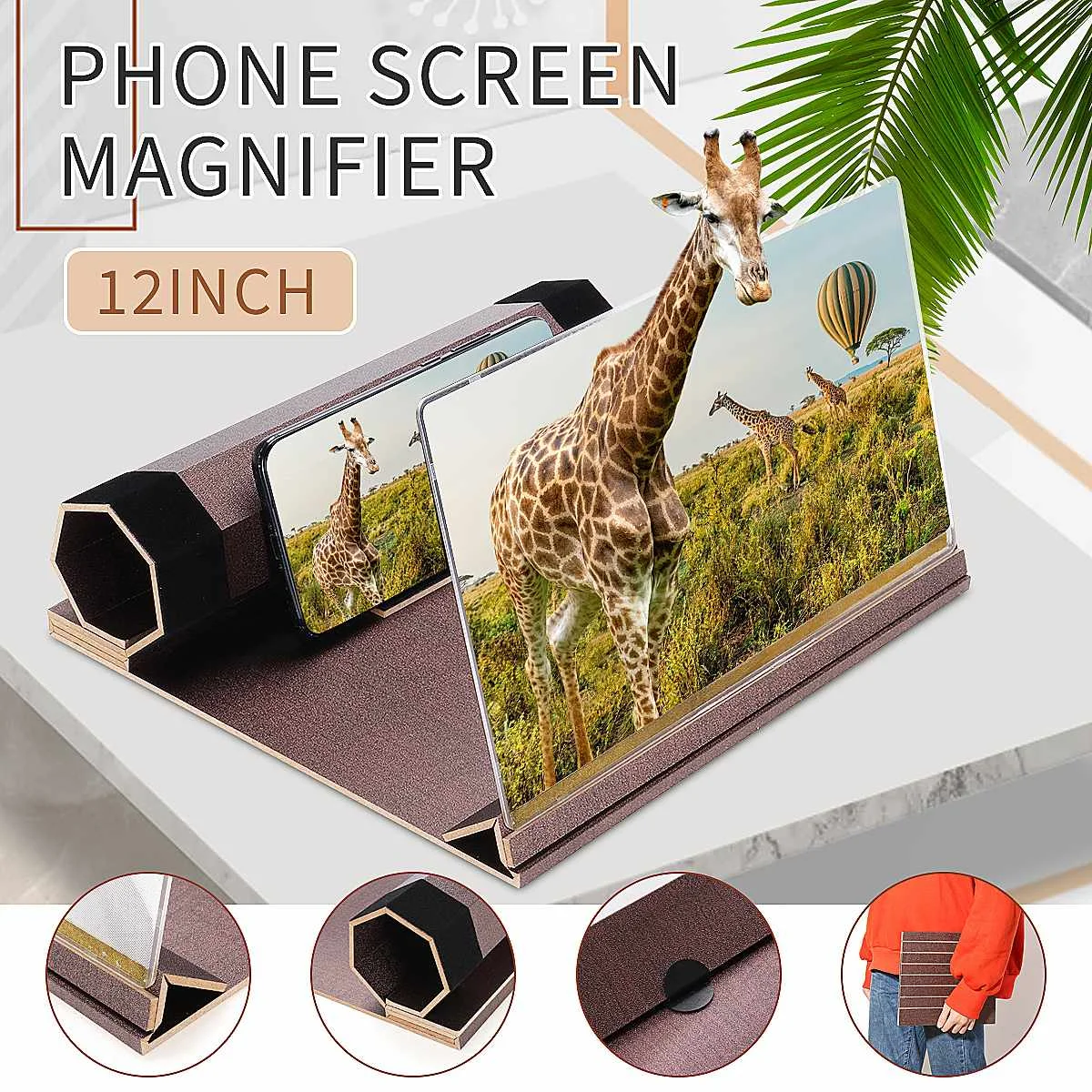 

New 12 inch 3D Phone Screen Magnifier Amplifier Folding Design Desktop Wood Bracket Mobile Phone Video Magnifying Holder Stand