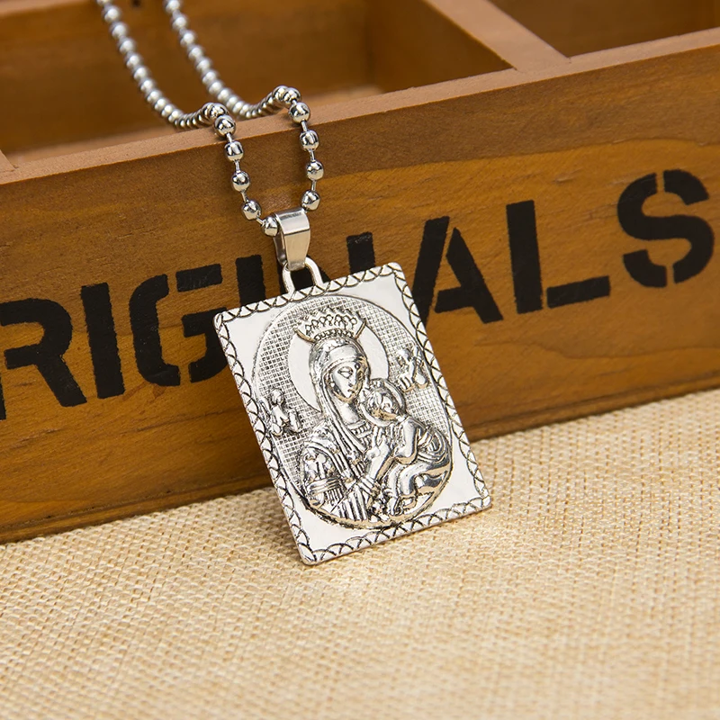 

The Virgin Mary Jesus Stainless Steel Necklace for Women Silver Color Stainless Steel Necklace Jewelry collares mujer