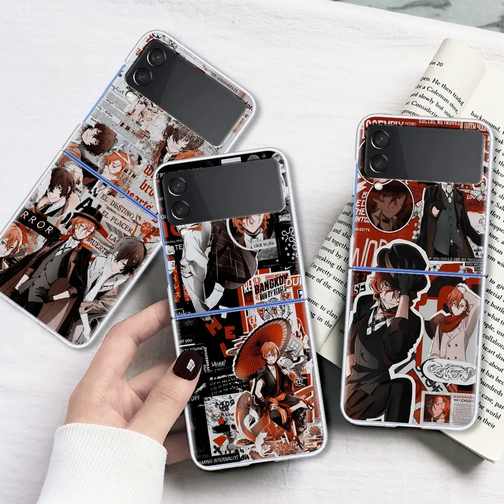 

Anime Bungo Stray Dog Transparent Case for Samsung Galaxy Z Flip 3 5G Cell Phone Bag ZFlip 6.7" PC Segmented Protect Cover Coque