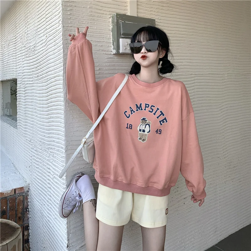 Реальная фотография Ранняя осень новый милый медведь рюкзак с принтом Rac |