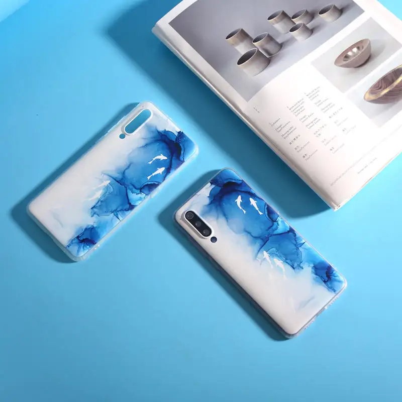 Летние градиент чернила рыбы из жидкого силикона чехол для xiaomi MI9 MI9SE MI8 MI8SE MI8Lite, MIX3 MIX2S MIX2 MI6 6X A2