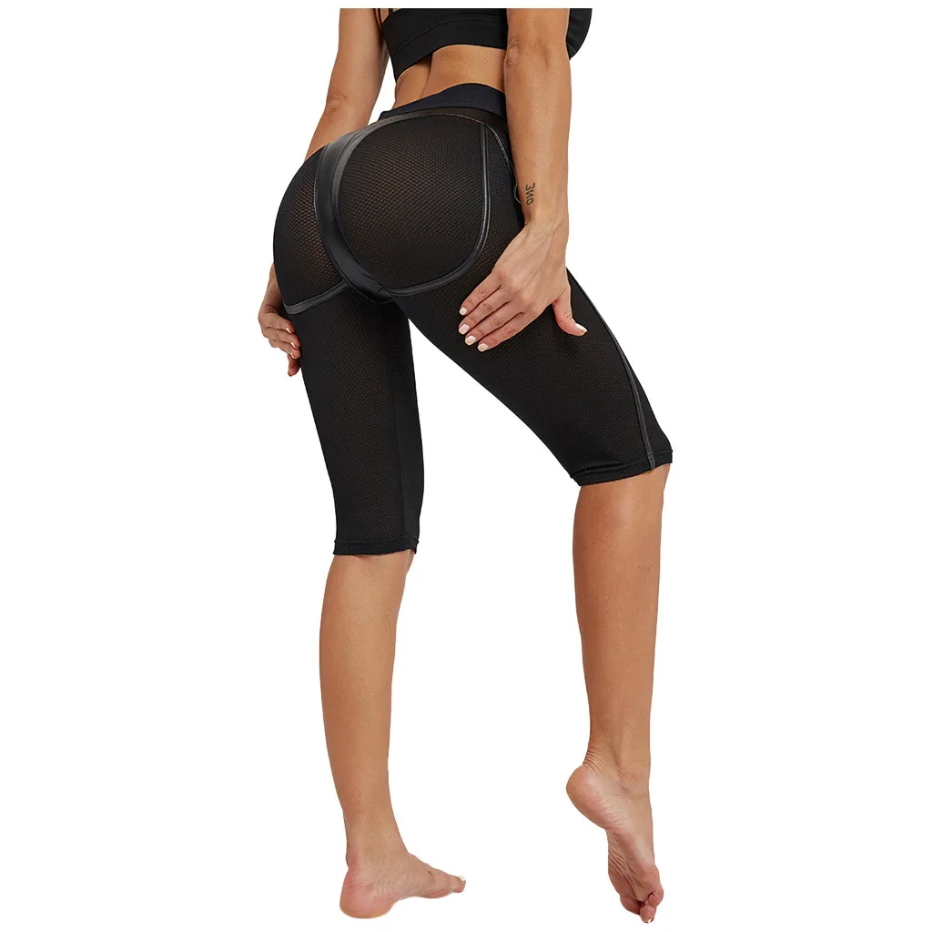 Сексуальные короткие леггинсы с сеткой пуш ап женские обтягивающие