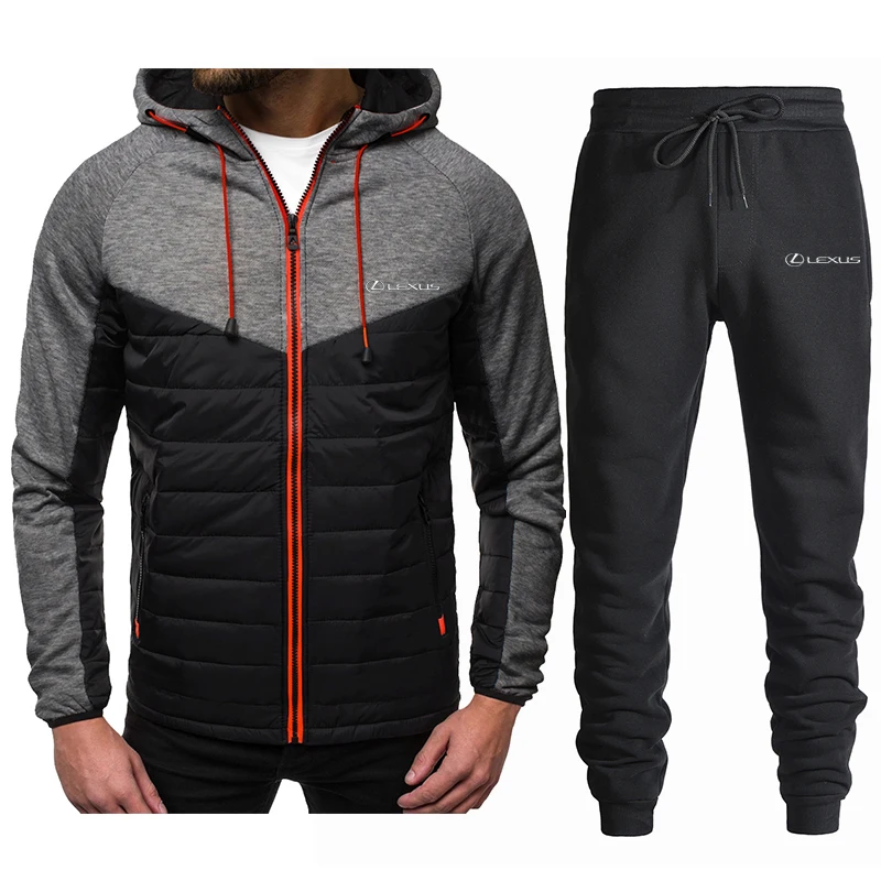 

2021 new LEXUS car logo zipper sweatshirt sports comfortable printing hoodie + pants suit men