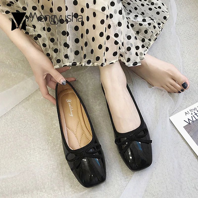 Балетки женские с квадратным носком Нескользящие жапанная кожа без застежки