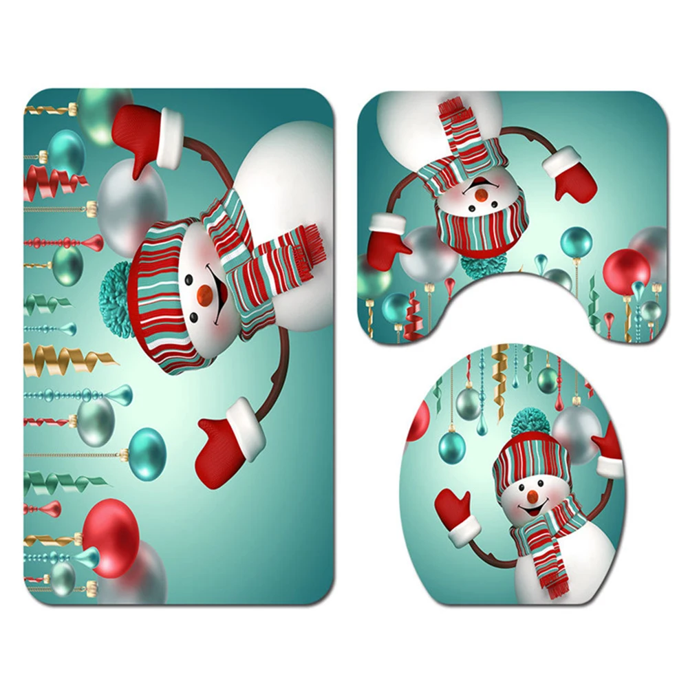 Merry Christmas Decorations Santa Claus Shower Curtain Carpet Mat Christmas Decoration for Home Xmas Party Navidad New Year