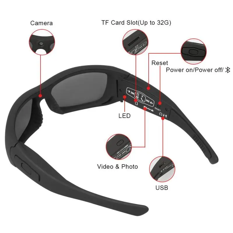 HD солнцезащитные очки камера поляризованная мини Bluetooth гарнитура DV видеокамера