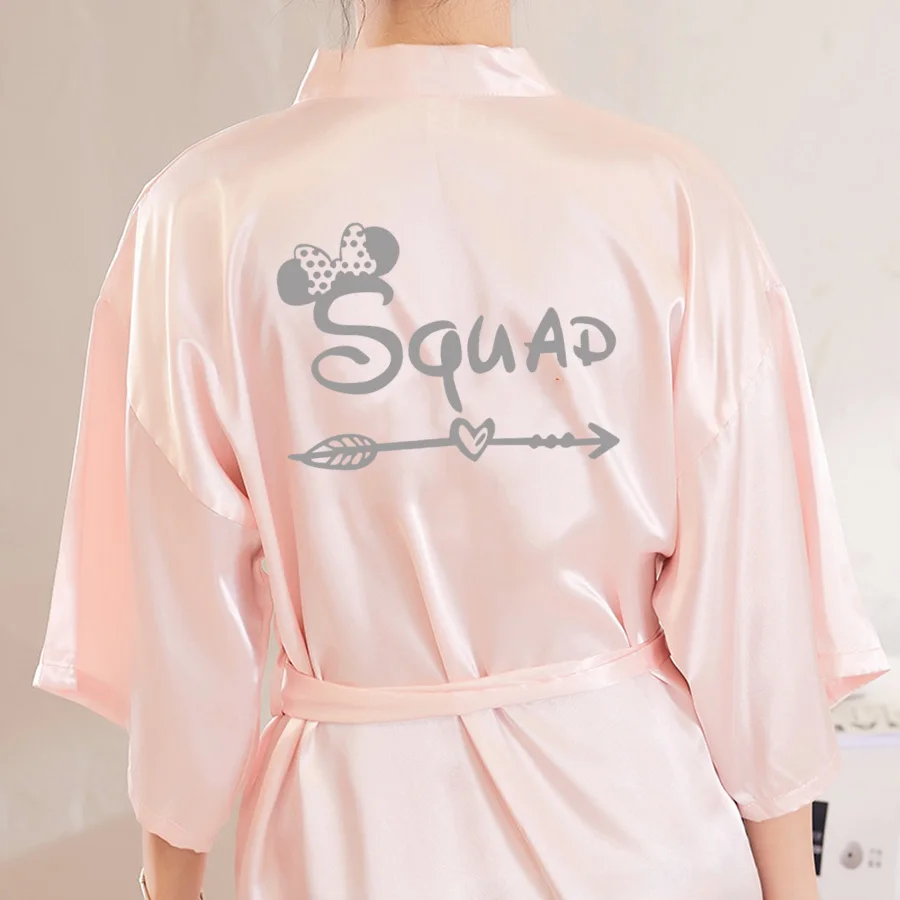 Свадебные халаты для невесты и отряда атласные пижамы халат подружки Команда