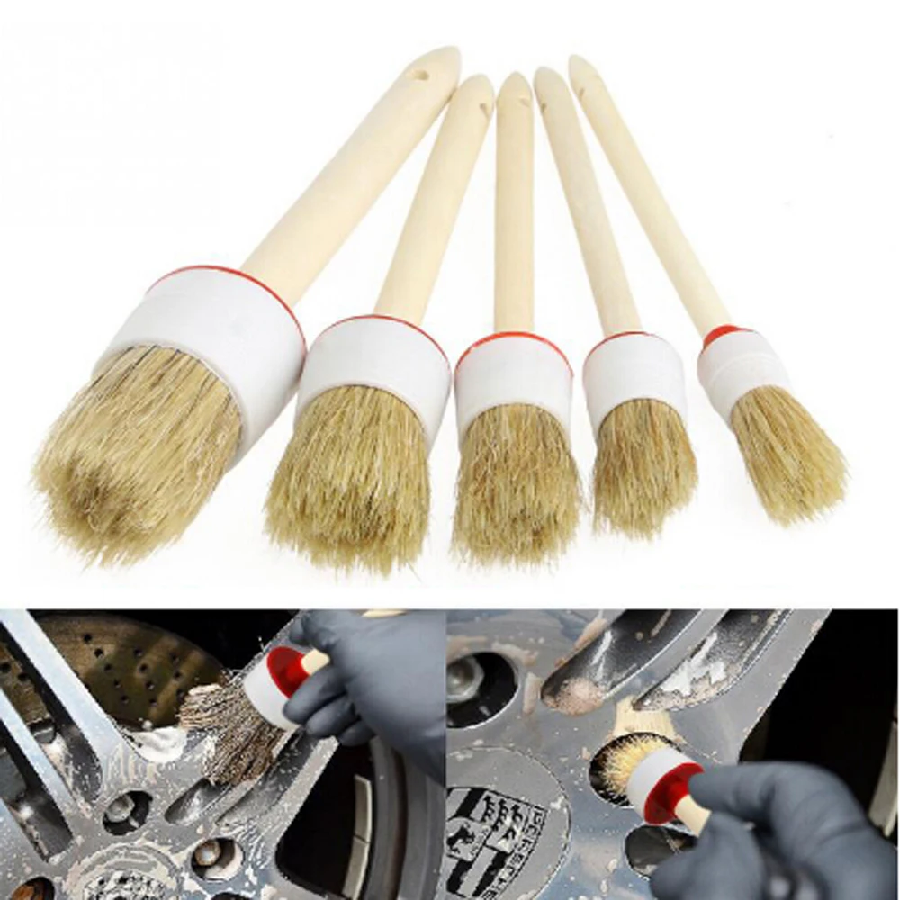 Щетка автомобильная из мягкой щетины деревянная ручка для ухода за салоном