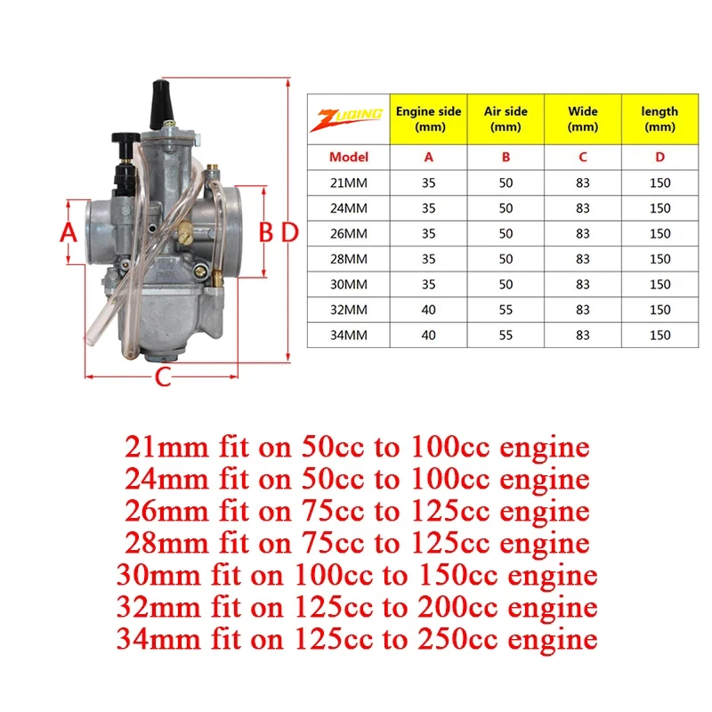 КАРБЮРАТОР 2T 4T для мотоцикла универсальный карбюратор Keihin KOSO OKO 21 24 26 28 30 32 34 мм с