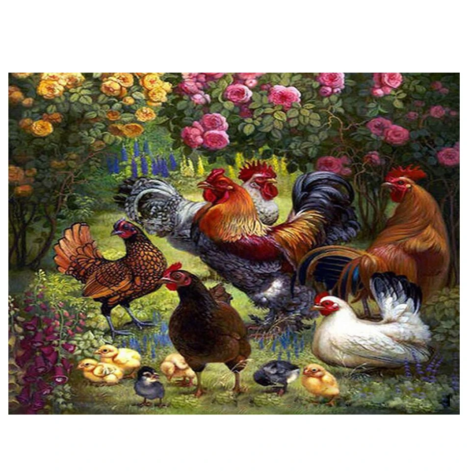 Алмазная живопись 5D сделай сам полноразмерная круглая вышивка флок цыплят под