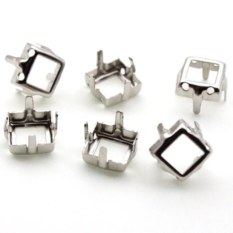 Пустая медная основа для шитья стразы граненый кристалл квадратный Золотой