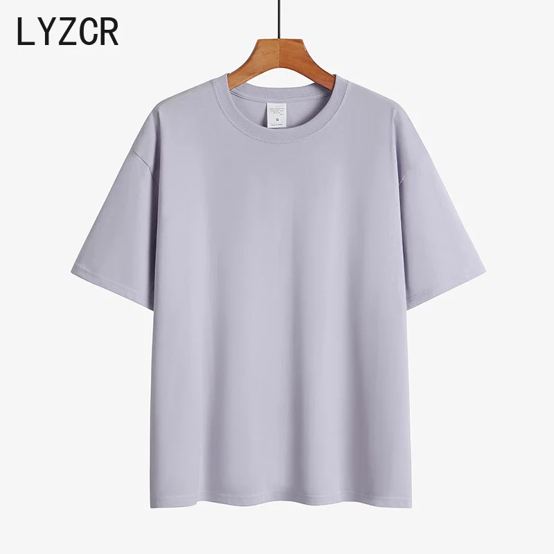 LYZCR летняя хлопковая Для женщин футболка Топы 3XL свободная Femme с круглым вырезом
