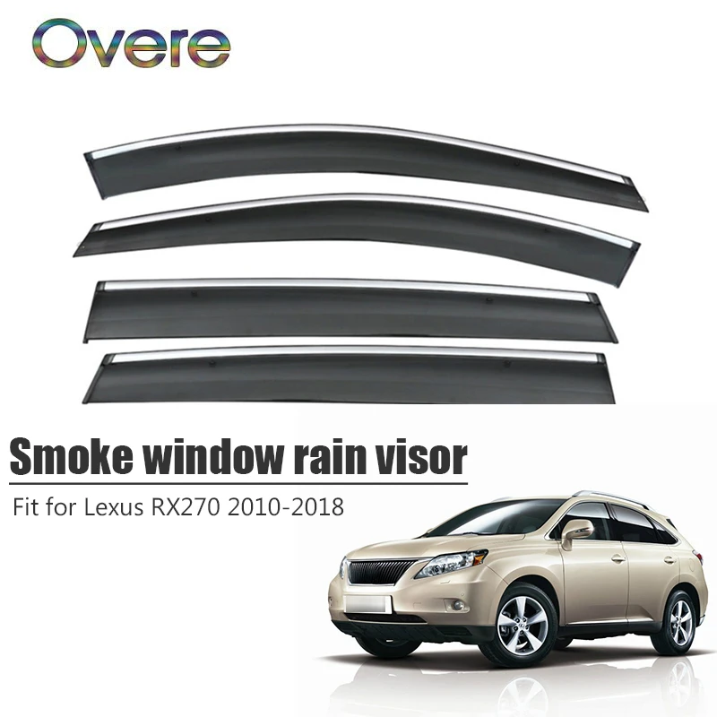 

Overe 4Pcs/1Set Smoke Window Rain Visor For Lexus RX270/RX350 2010 2011 2012 2013 2014 2015 2016 2017 ABS Car Accessories