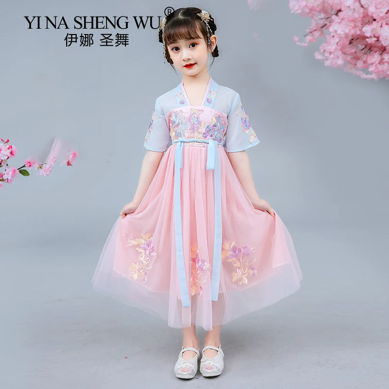Древняя китайская Стиль детское платье для девочек на вечеринки цветок