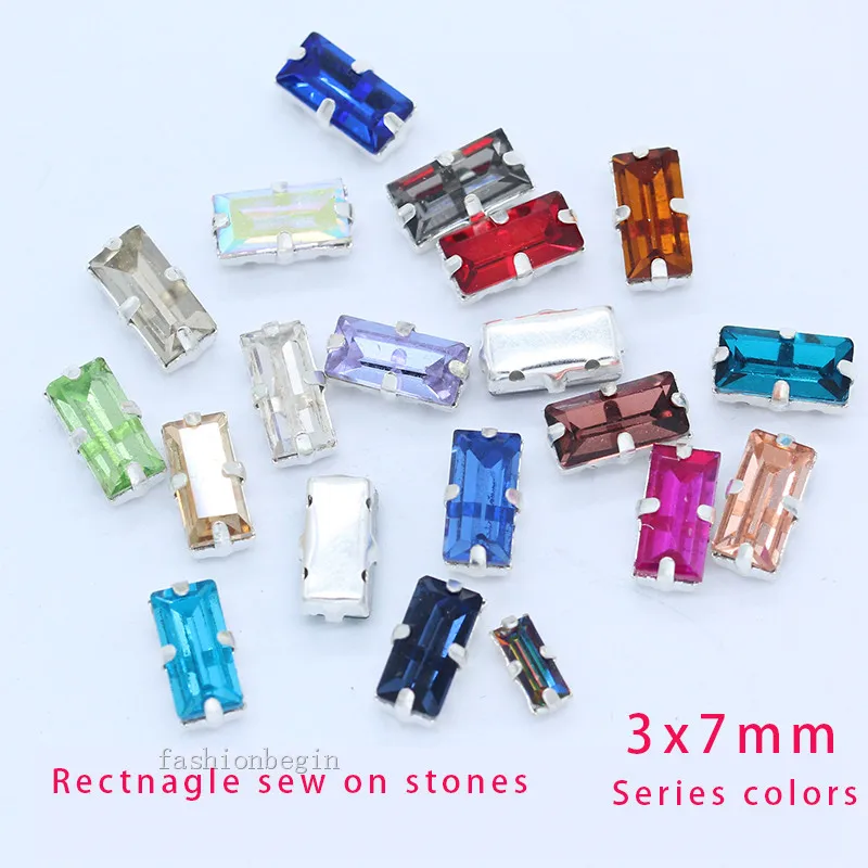 Все размеры 24 цвета прямоугольные Прошитые стеклянные камни блестящие стразы
