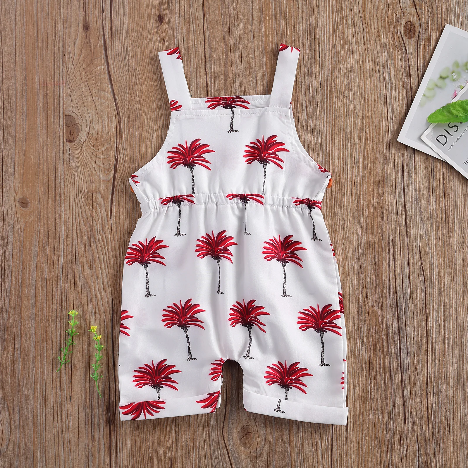 

Pudcoco 2021 Summer 0-18M Baby Girl Red Floral Print Sleeveless Drawstring Waist Romper Short Pants Playsuit Toddler Clothes