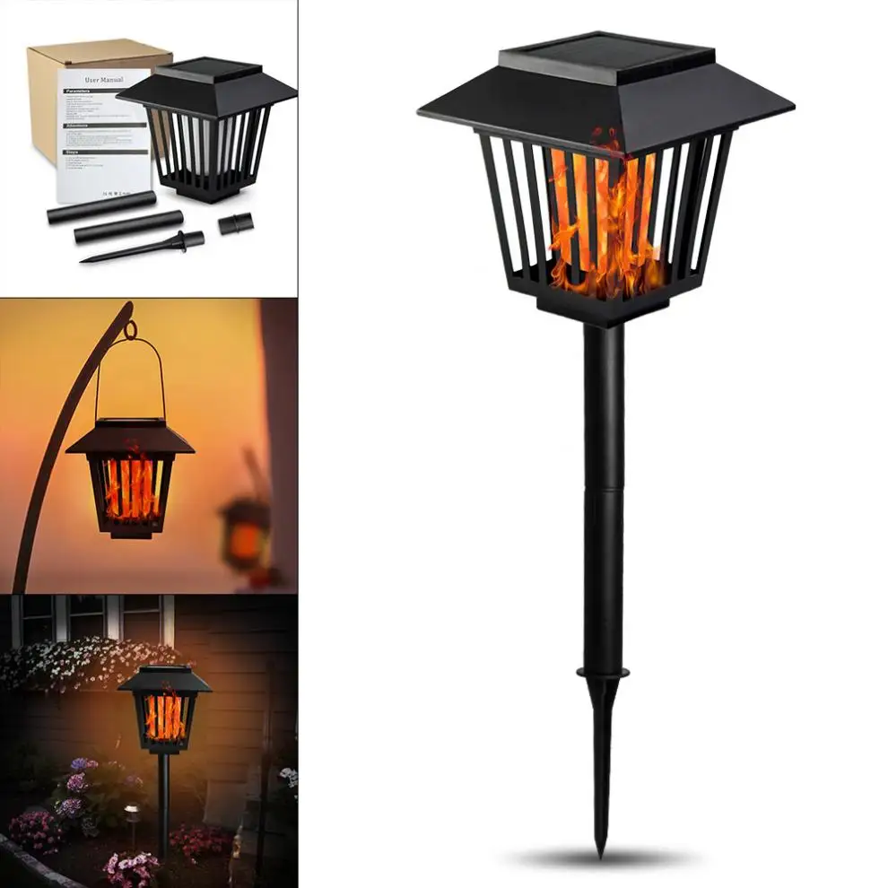 96 Светодиодный Водонепроницаемый мерцающим пламенем Солнечный фонарь