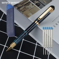 luxury blue pattern ballpoint pen with gold clip stationery office supplies writing pens for gift