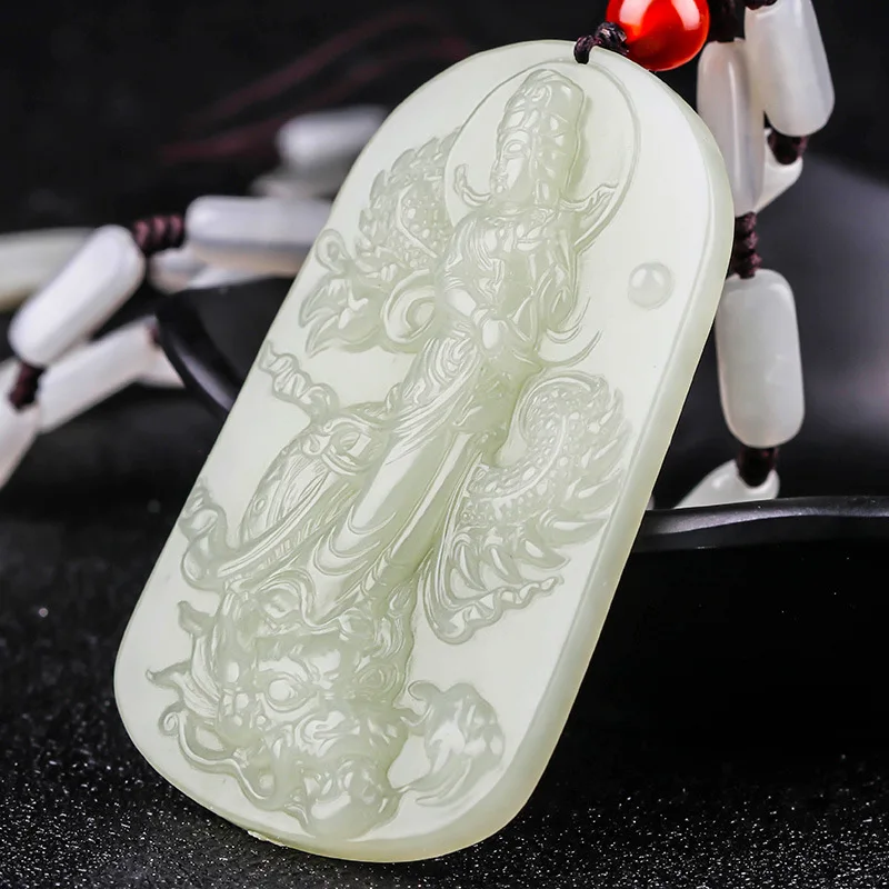 

Natural 7A white jade pendant hand-carved guanyin jade pendants brand men necklace jadeite jade jewelry jade necklace