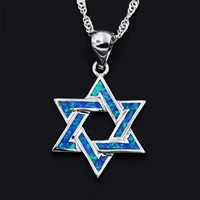 star of david jewelry jewish necklace israel religious six pointed steel and stone pendant for men and women 2021 new