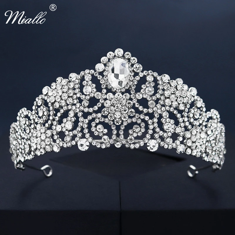 

Miallo Wedding Crown Rhinestone Bridal Hair Jewelry Crystal Tiaras and Crowns for Women Accessories Party Bride Headpiece Gift