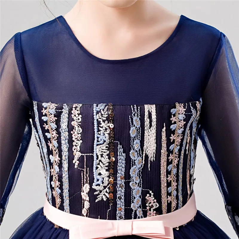 Торжественное платье для девочек детское принцессы с цветочным рисунком