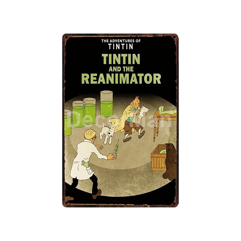 [DecorMan] TINTIN adventures мультфильм жестяная вывеска на заказ росписи картины Бар Декор LT-1828 - Цвет: XR1180