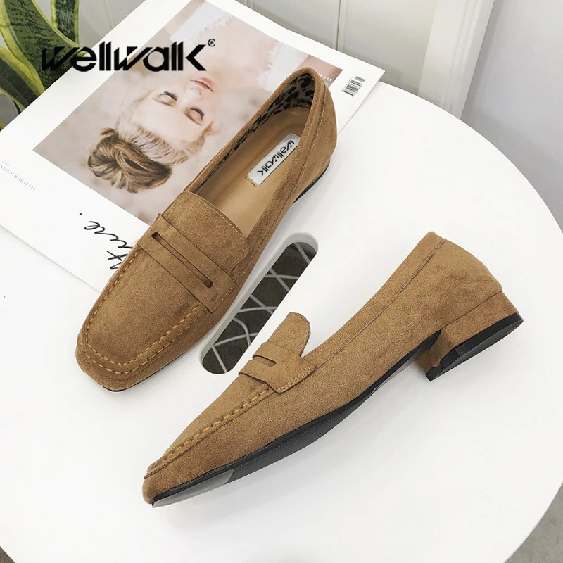 Wellwalk/черные туфли на плоской подошве; женские лоферы; обувь без шнуровки; женские балетки на плоской подошве; женские мокасины; женские балетки на плоской подошве с квадратным носком