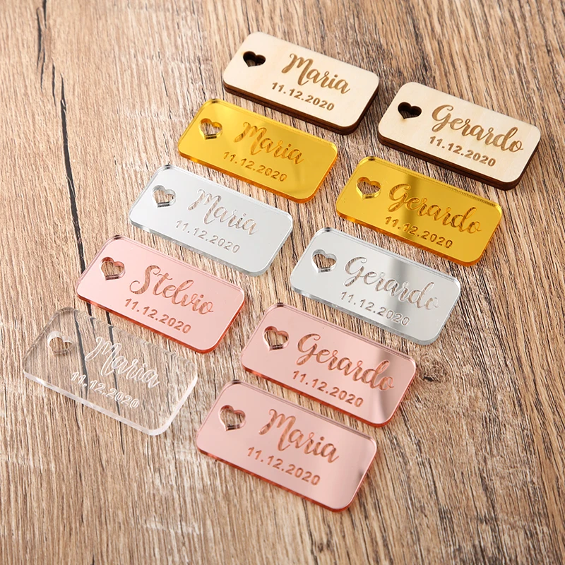 

12pcs Custom Personalized Wedding Table Place Name Sign Decoration Baby Names Place Name Settings Guest Gift Name Rectangle Tags