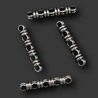 6pcs silver plated 3d porous cuboid connectors retro bracelet necklace metal accessories diy charms jewelry crafts making a1040