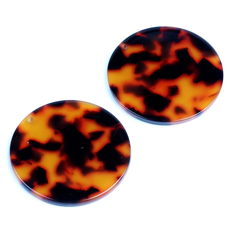 A58-233Q-6PCS Черепаховые бусины, ацетатные акриловые серьги амулеты, круглые кулоны в форме монет, ювелирные изделия, серьги части, 37 мм ACE233 - Окраска металла: A58-233Q-6PCS