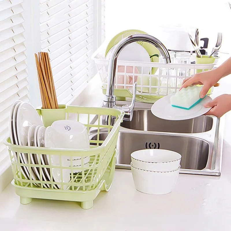 

Kitchen Sink Dish Drying Rack Dish Drainer Washing Holder Basket Organizer Tray Fruits Plate Shelf Sink Knife Fork Container
