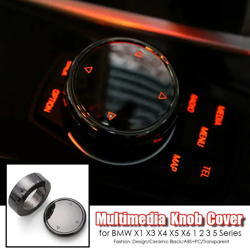 

Black Replacement Multimedia Knob Cover IDRIVE Button for BMW X1 X3 X4 X5 X6
