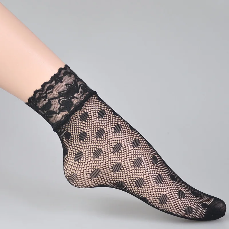 KASURE New Fashion Lace Plaid Mesh Ankle Socks Leopard Flower Pattern Fishnet For Women Ladies | Женская одежда