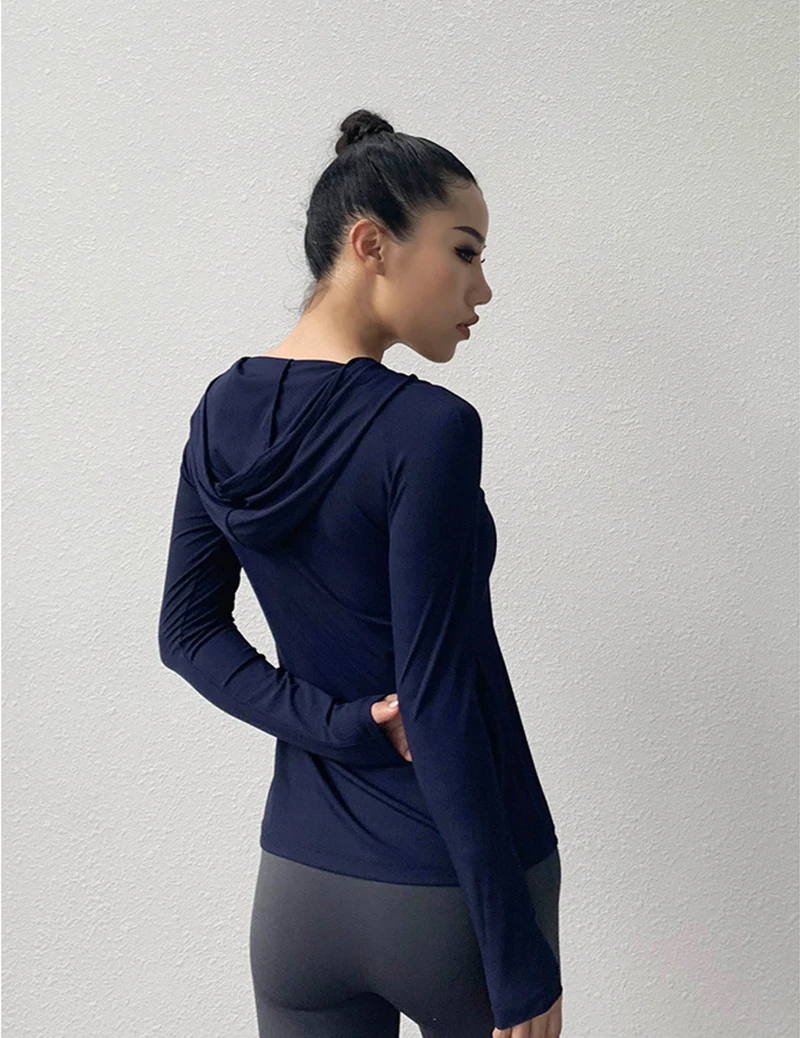 SALSPOR Gym Women Yoga Shirt Long Sleeve Hooded Sport T Shirt Absorb Sweat Quick Dry Workout Tops Fitness Running Sportswear