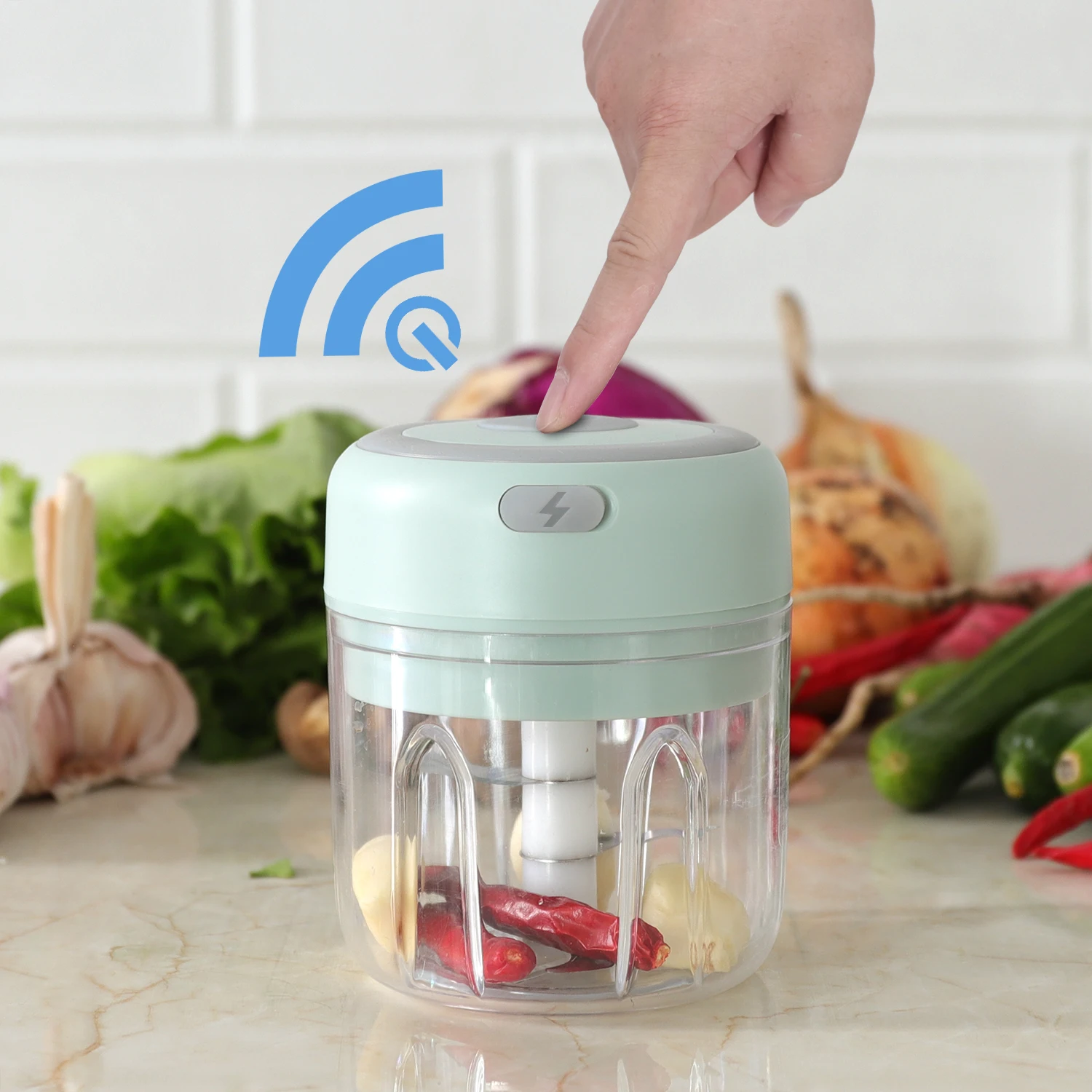 

Mini Garlic Chopper, Electric Food Processor, Garlic Mincer Portable Processor for Chop Onion Ginger Vegetable Pepper Spice Meat