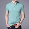 Polo Shirt Men Turn-over Collar Fashion Casual Slim Breathable Solid Color Shirt 2