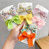 24681012 piecesset floral bow children hairpin kids headdress printed side bangs clip fashion accessories oh2137