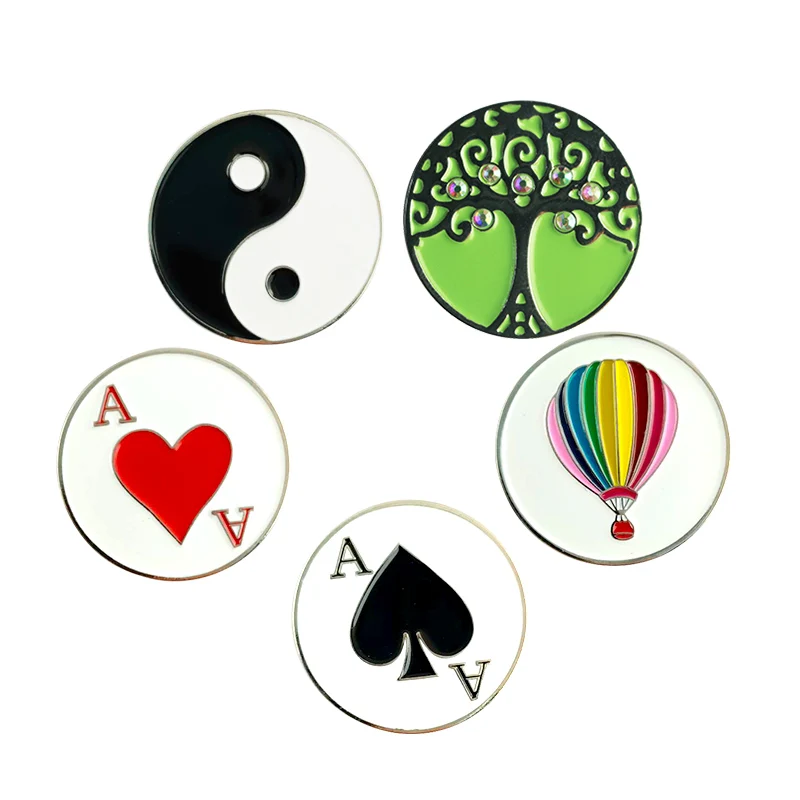 5 mixed 02 PINMEI Embossied Golf Ball Marks наборы из 5 маркеров для гольфа Подарки для гольфа для леди / детей, подходящие для любых магнитных зажимов для шляп для гольфа - Цвет: 5 mixed 02