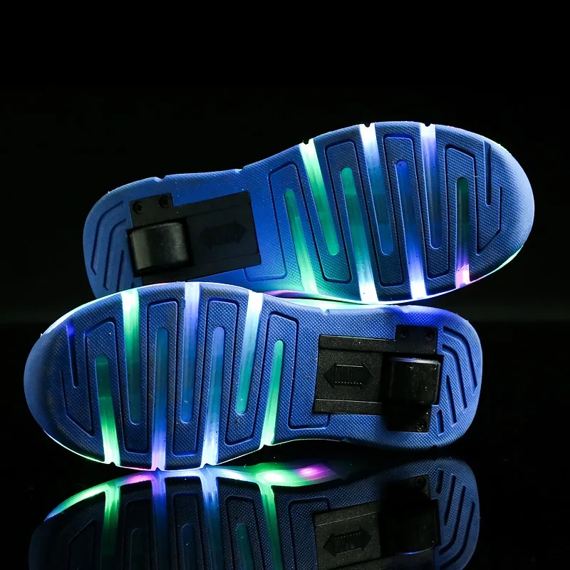 

New Child USB Charging Girls Boys LED Light Roller Skate Shoes For Children Kids Sneakers With Wheels pink Blue shoes for girls
