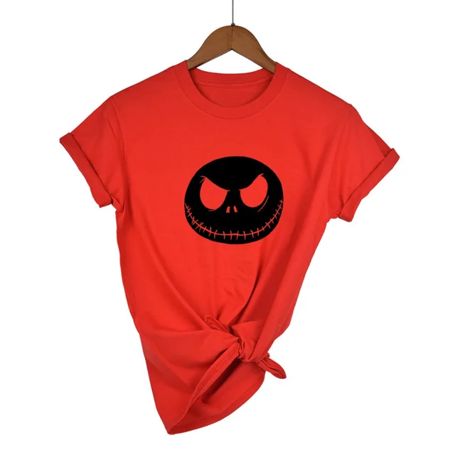 Red-B Харадзюку Кошмар перед Рождеством мультфильм Джек Скеллингтон женская футболка гримаса Лето хлопок хип хоп Уличная одежда - Цвет: Red-B