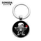 SONGDA игра Undertale Sans брелок мультфильм Пиксельная фигурка 3D Печатный стеклянный купол Подвеска Брелок Украшение посеребренное кольцо для ключей