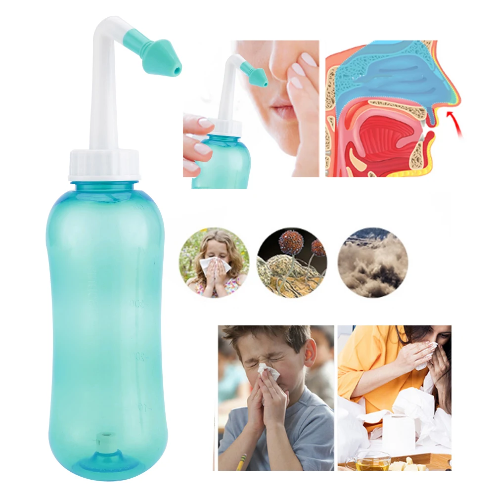 

Средство для мытья носа, горшок для уборки ринита, бутылка для очистки носа для взрослых и детей, зеленая, 500 мл, лечение аллергической синуси...