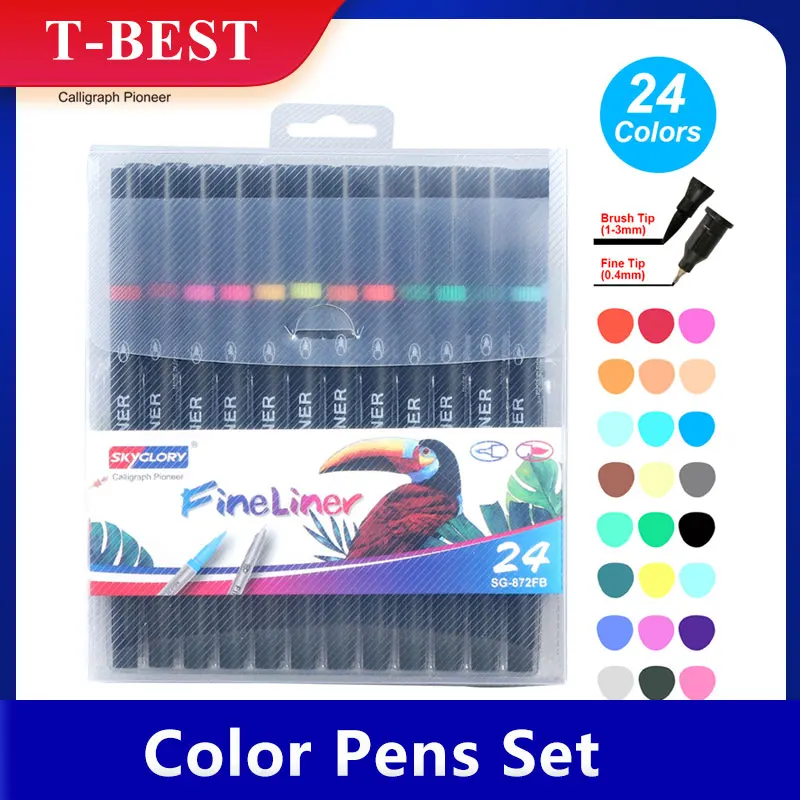 Двусторонние фломастеры на водной основе 24 цвета 0 4 мм|Маркеры для рисования| |