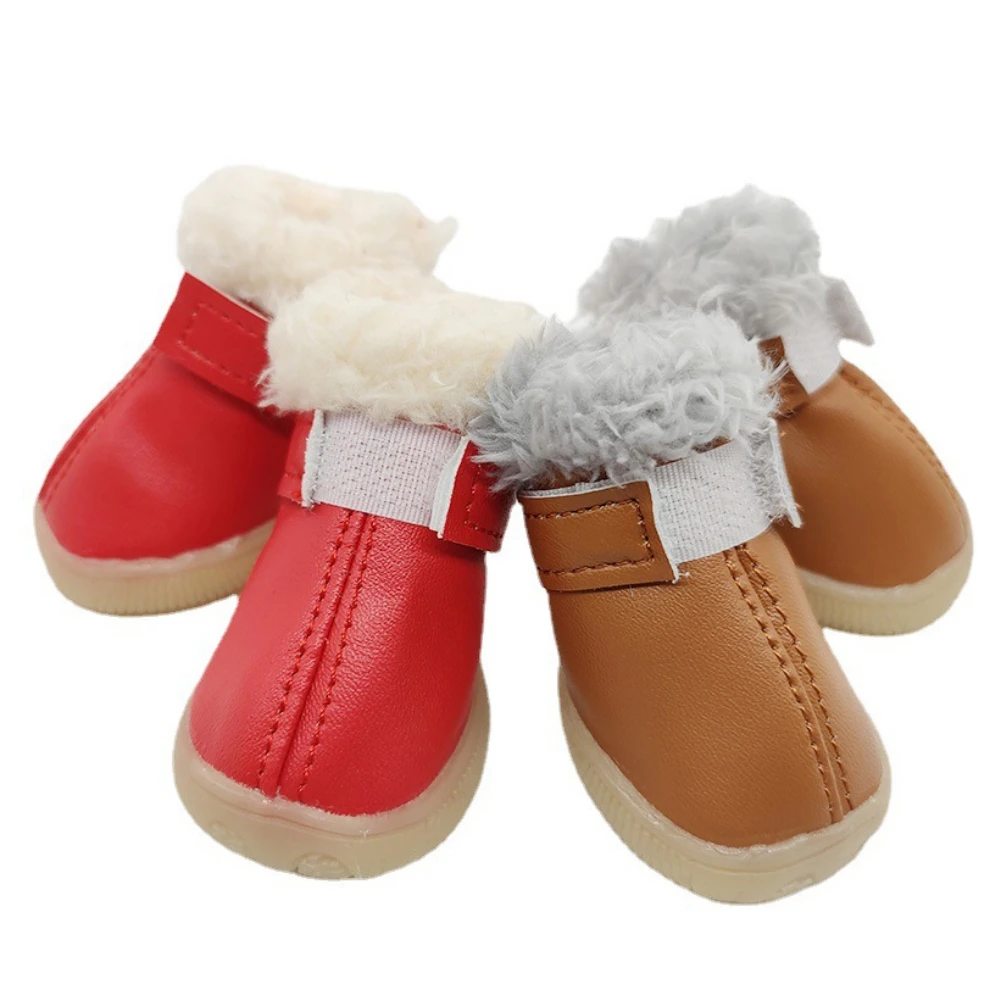 

4Pcs/Set Thick Snow Dog Shoes Pet Chihuahua Yorkie Warming Shoes Plush Winter Pets Puppy Cats Warm Boots Dog Shoes